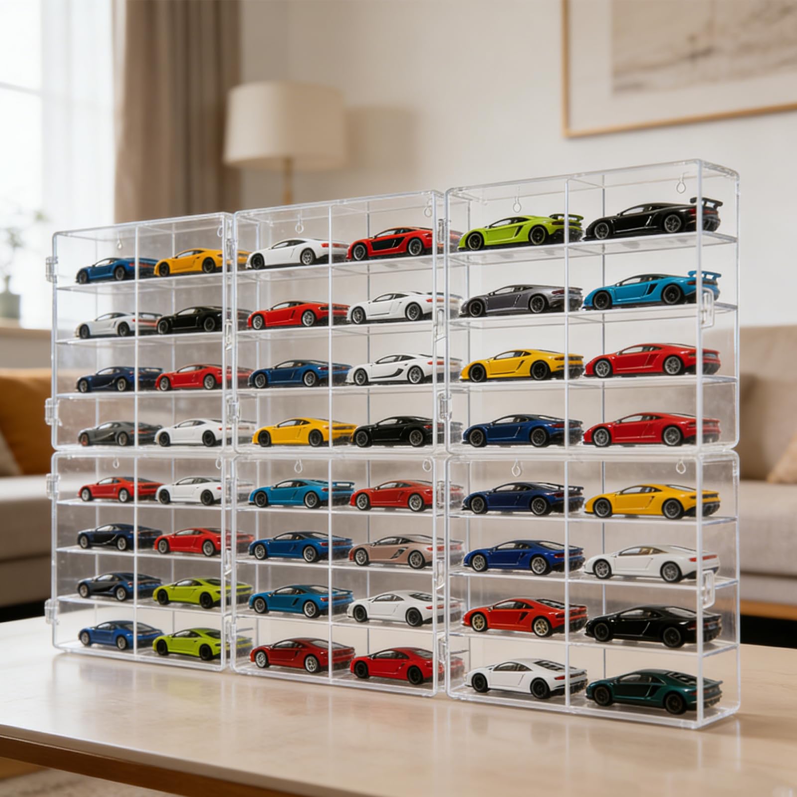 6 pcs Display Case for 1/64 Scale Toy Cars Hot Wheels Matchbox