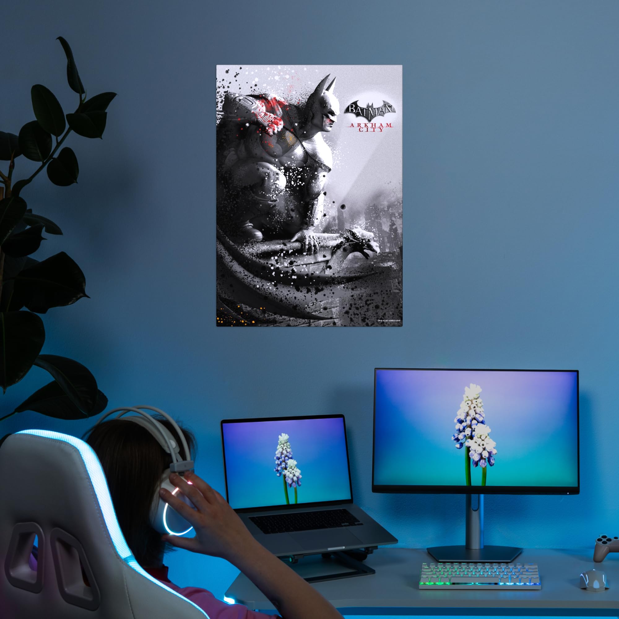 Displate - Poster in metallo - Montaggio facile senza foratura - DC Comics - Arkham Asylum - Batman - Größe M - 32 x 45 cm Matt