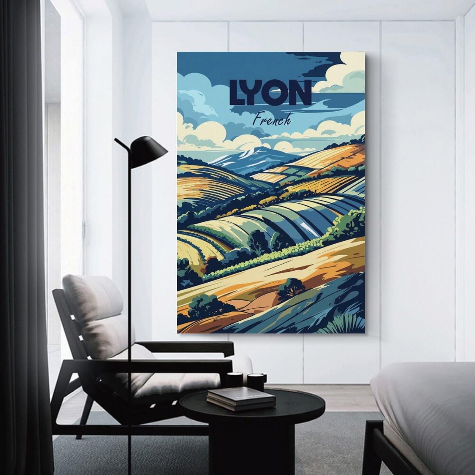Junmoney Lyon, France Landscape Art Home Decor Wall Art, 24x36inch(60x90cm), for Work Areas, Reading Rooms Or Studios, An Interior Accent for Desk Areas