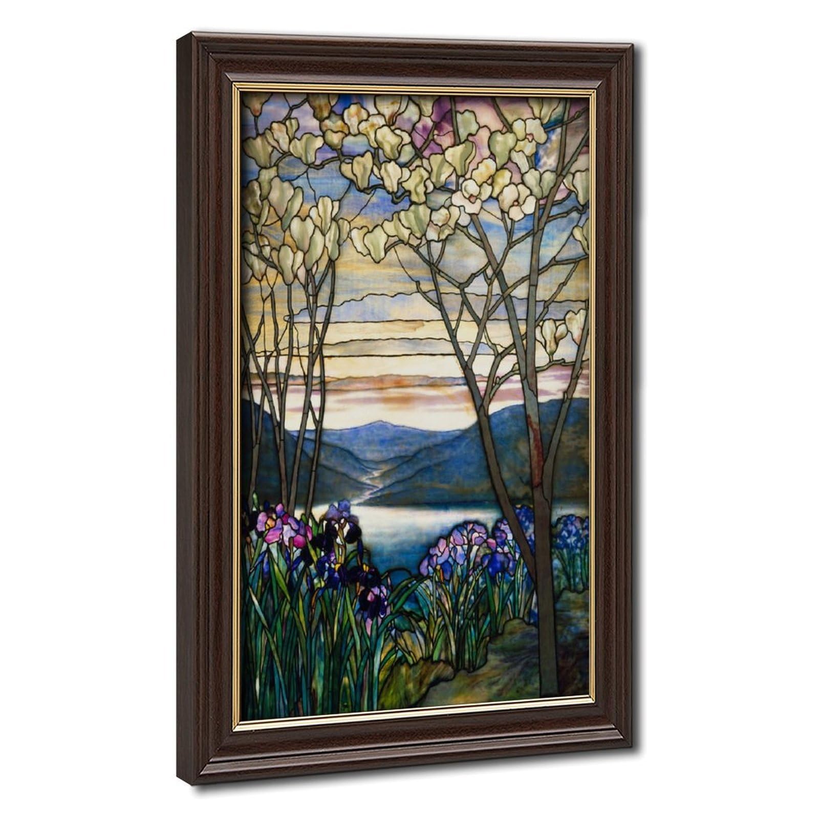 WCYB Louis Comfort Tiffany - Magnolias And Irises 1905 Prints Posters Canvas Deco Paintings Wall Art For Office Living Room Hangable Frame 20" L X 30" W