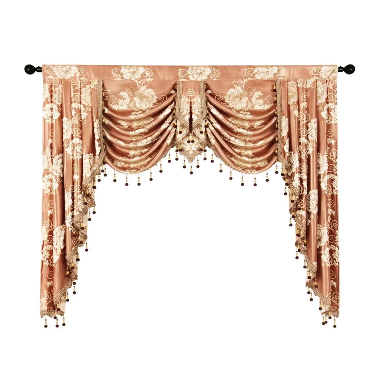 MFESFCS Swags For Windows Curtains For Living Room Bedroom Dining Royal Luxury Valance Pelmet Window Swag Curtain Wedding Backdrop Stand(Coffee,TAPE_600CM WIDTH)