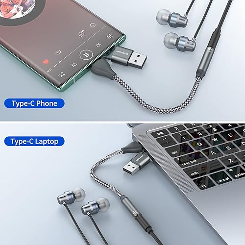 Miniatura 3 de Adaptador de audio USB a 0.138 in, 2 en 1 USB A/USB tipo C a conector hembra de 0.138 in, tarjeta de sonido estéreo para auriculares, Mac, PC,