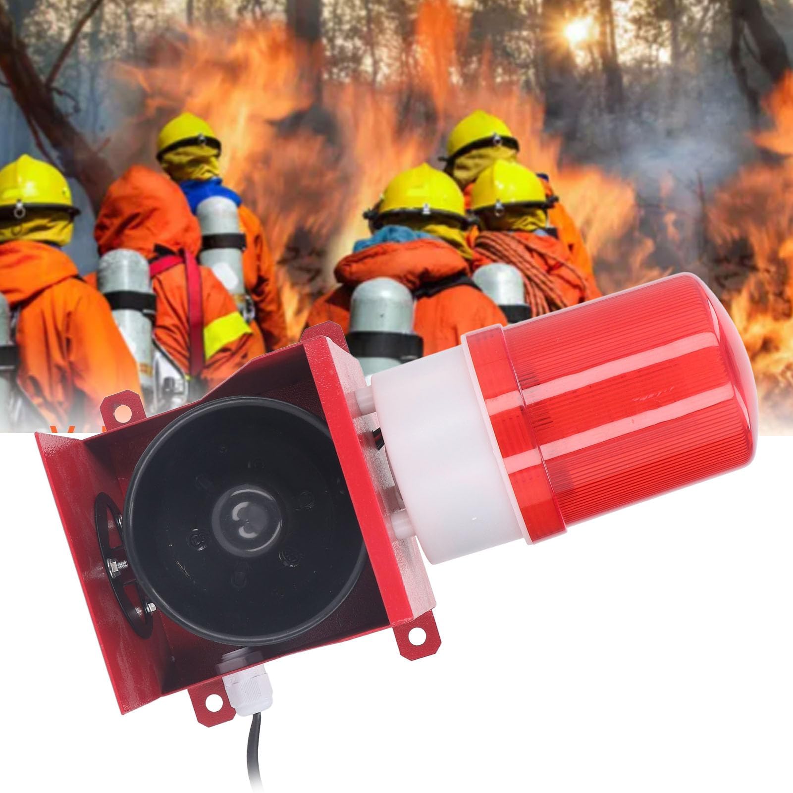 Ejoyous Alarma de Sirena Industrial, Sonido de 115 DB y Luz Estroboscópica, Sirena de Advertencia de Emergencia para Exteriores IP65 a Prueba de Agua para Sitios de Construcción, (DC12V)