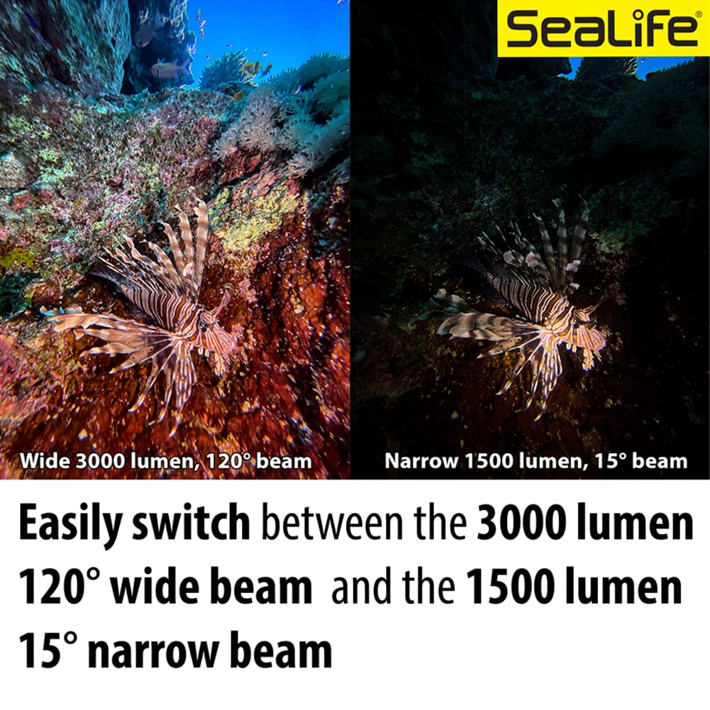 Sealife Sea Dragon 3000SF Pro Dual Beam Unterwasser Foto- und Video LED Leuchte für Kompaktkameras und Actionkameras - perfekt auch als Tauchlampe durch Separate engstrahlende LED