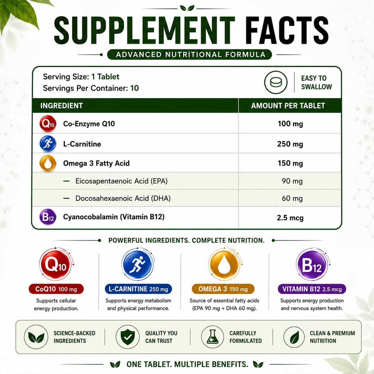 l carnitine and omega 3 dosage L-Carnitine 500 mg Supplement Blessway MQ-10 Co-Enzyme Q10 100mg,