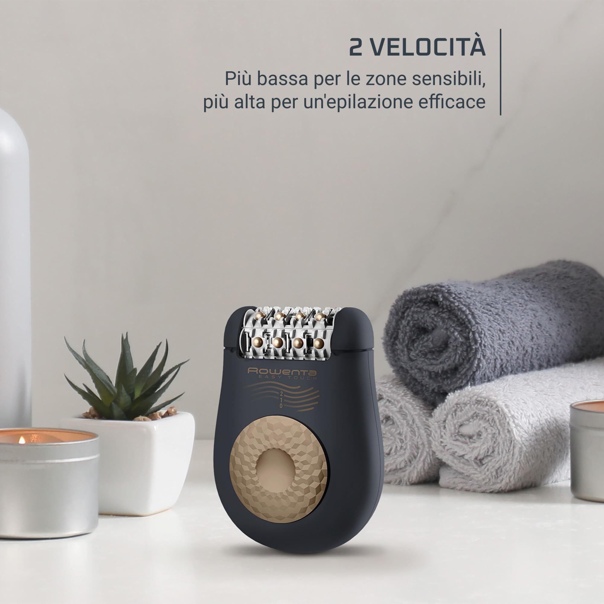 Rowenta Easy Touch, Epilatore ad Alta Precisione con 24 Pinzette, in Acciaio Inox, 2 Velocità, Massaggiante ed Ergonomico, EP1119F0
