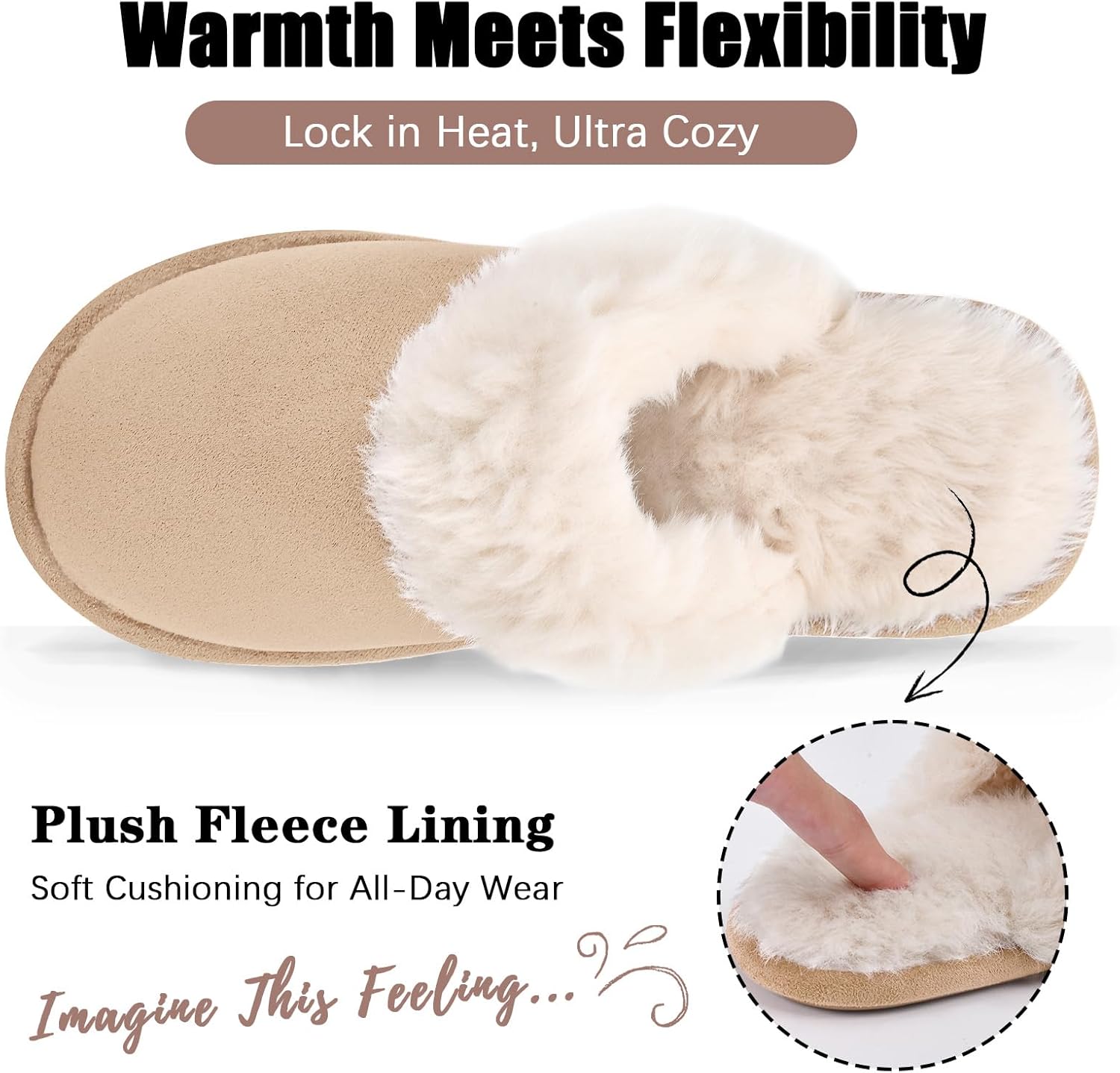 Rosoz Womens Fuzzy Slippers- Comfy Warm Winter Slipper for Women with Plush Fleece Lining- Indoor House Slippers Thin Sole - Image 4