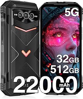 DOOGEE V Max Pro 5G Rugged Smartphone,22000mAh 32GB+512GB/TF 2TB Rugged Phone Unlocked Android 14,108MP+20MP Rugged Cell Phone,6.58" FHD+120Hz IPS Screen,IP68/IP69K Waterproof Phone,NFC/Face ID/WIFi 6