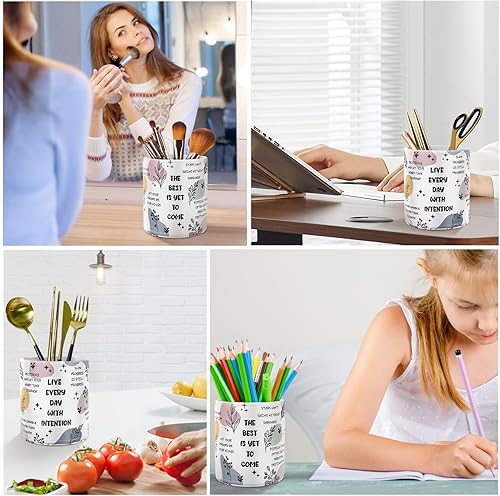 Vista 70 de WAVEYU Soporte para bolígrafos para mujeres y niñas, taza de lápices, decoración de escritorio de mármol, soporte para brochas de maquillaje