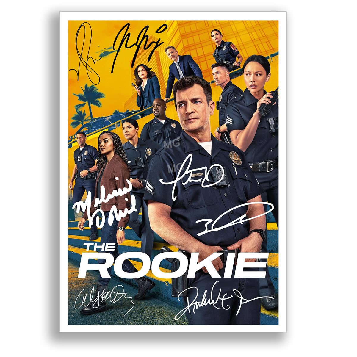 Mounted Gifts Trading The Rookie Cast Signed A4/A3 Poster Photo Print Framed Autograph Gift TV Show Nathan Fillion Alyssa Diaz (A4 Poster Only)