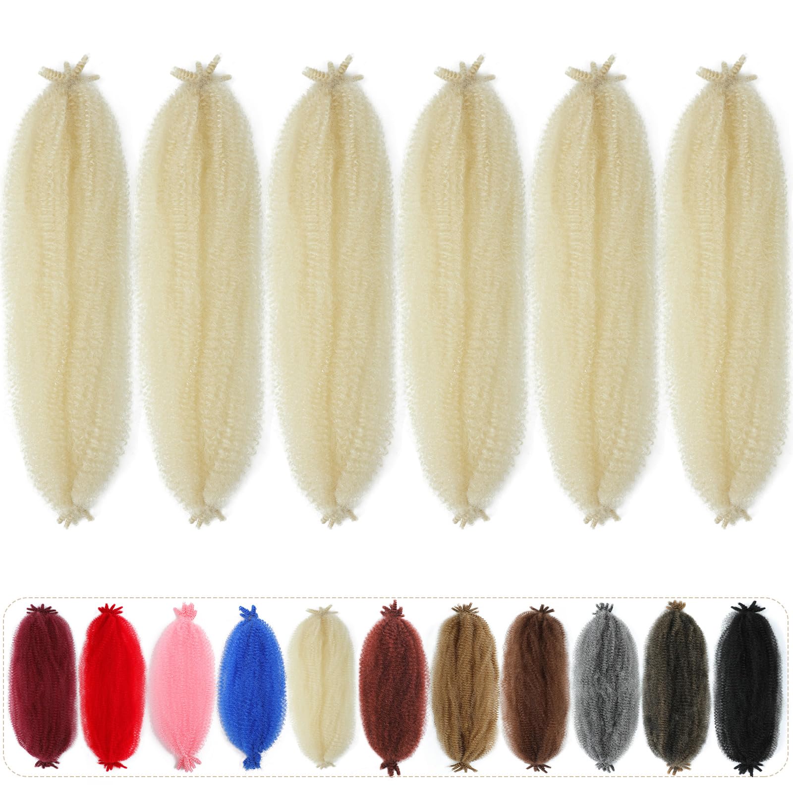 Springy Afro Twist Hair 24 inch 613 Blonde Marley Hair for Faux Locs Kinky Marley Twist Braiding Hair Cuban Afro Spring Twist Crochet Hair for Women