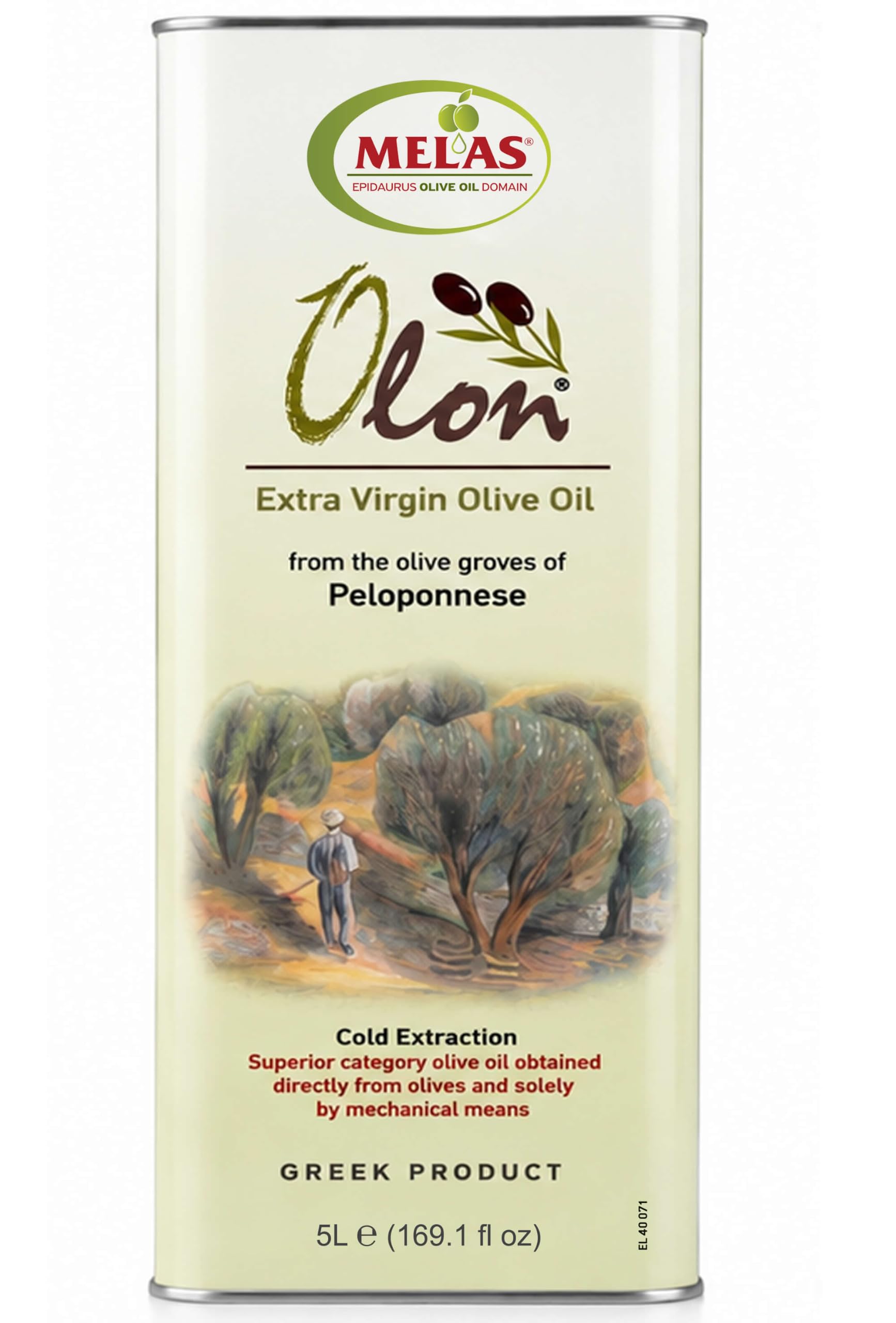 Melas OLON Natives Olivenöl Extra – 5L – Kaltgepresst aus Griechenland | Ausgezeichnetes, ausgewogenes Aroma, Premium Qualität