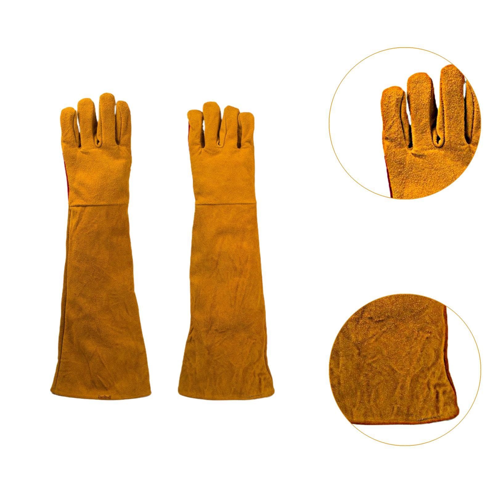 LOVIVER Gants de soudage, gants de travail, résistants à la chaleur, multifonctions, pour barbecue, manches longues, pour cuisson, four, barbecue, cheminée, 60cm