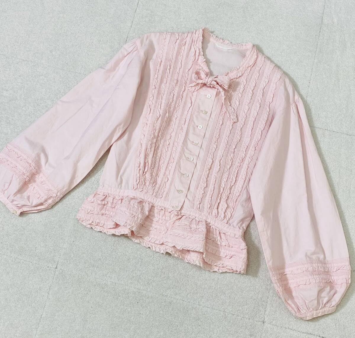 Amazon.co.jp: PINK HOUSE ふんわり袖 リボン フリルブラウス ピンク 