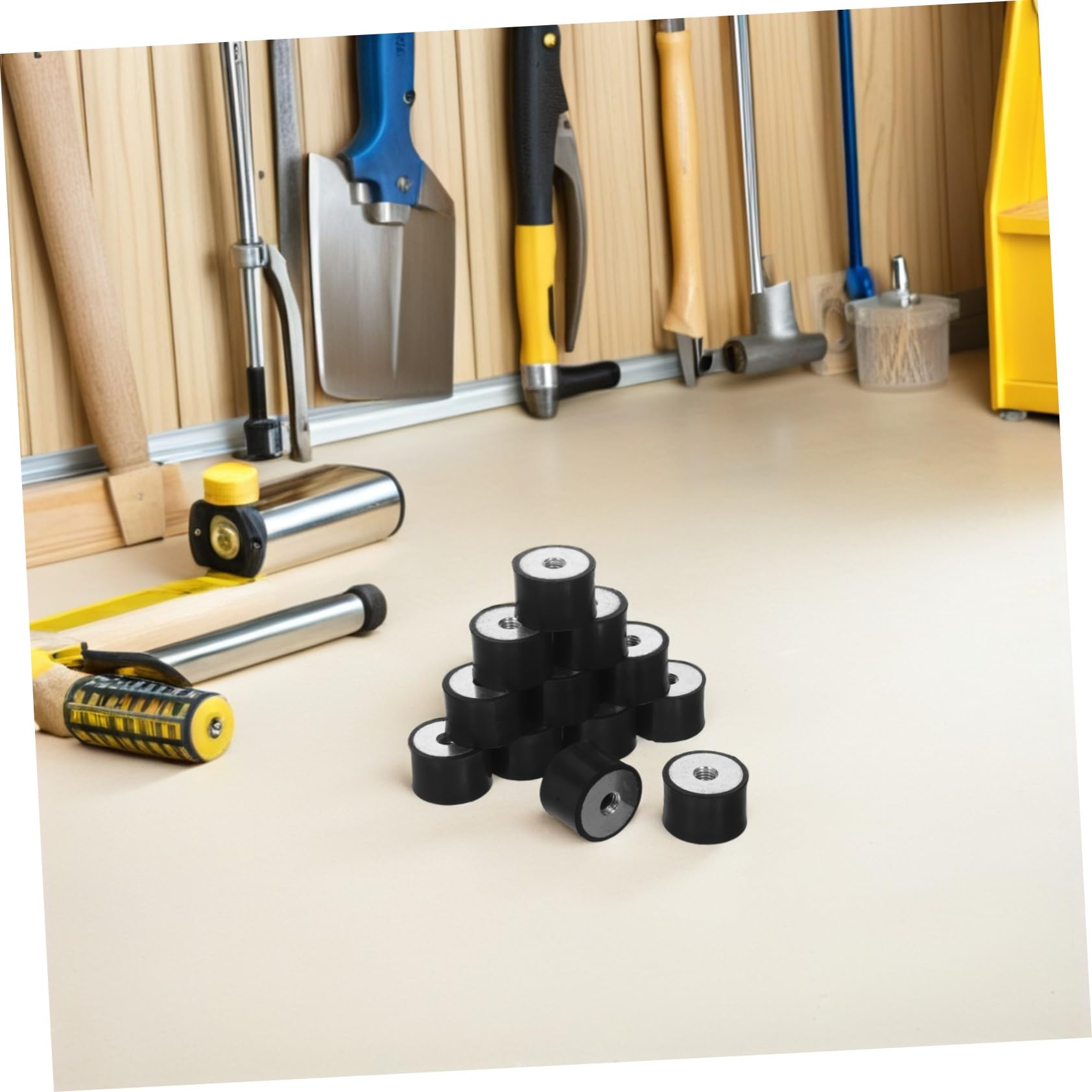 Mobestech 12 Pezzi Tamponi Antivibranti in Gomma Cilindrica con Filettatura Supporti di Isolamento Vibrazioni per Motori e Compressori Ammortizzatori Compressione per Riduzione Rumore
