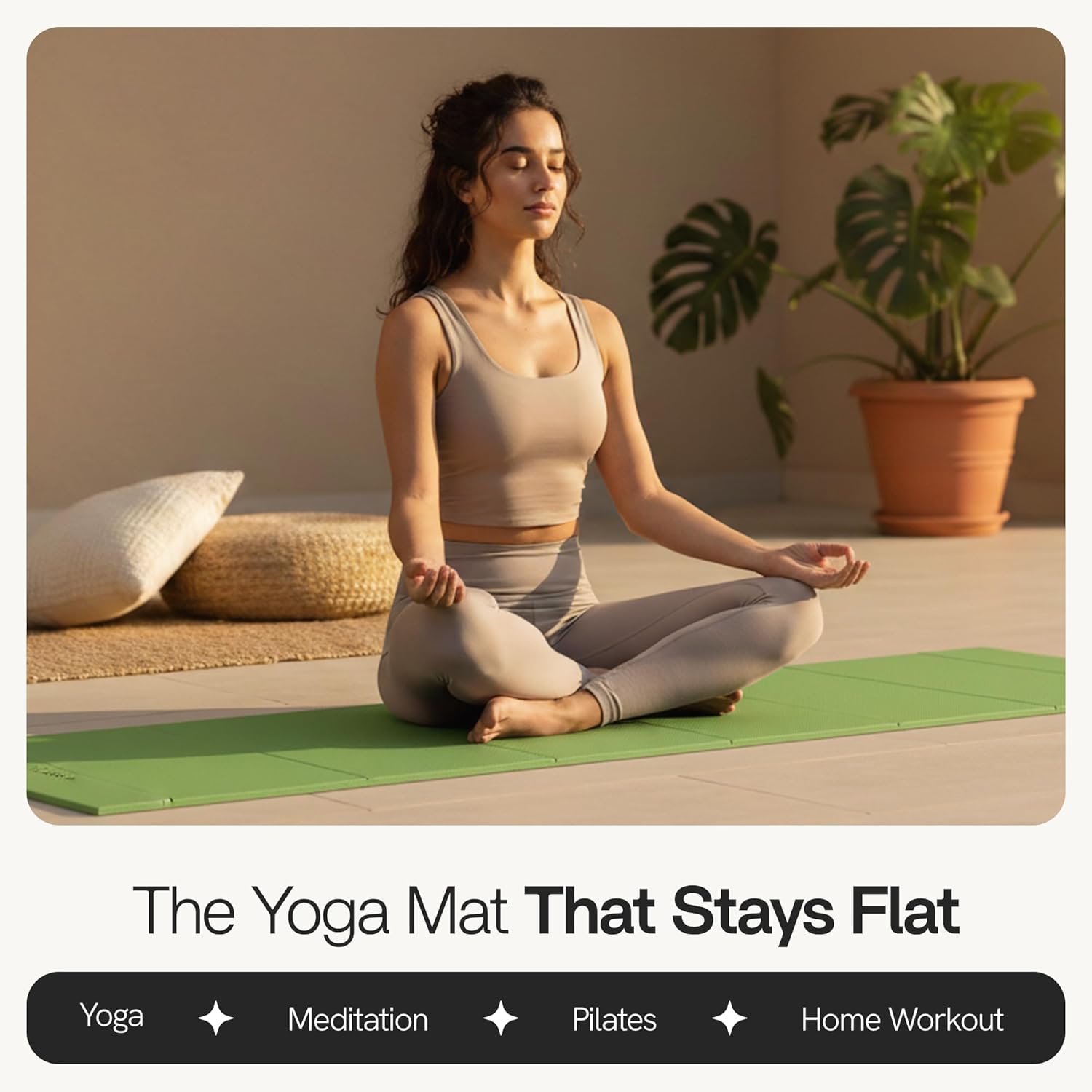 Folding Yoga Mat, TPE Folding Yoga Mat, Foldable Exercise Mat for Yoga, Pilates, Floor Workouts, Compact Design, Travel Friendly, Ideal for Home & Gym, Knee pad, Kneeling pad, No Roll Mat