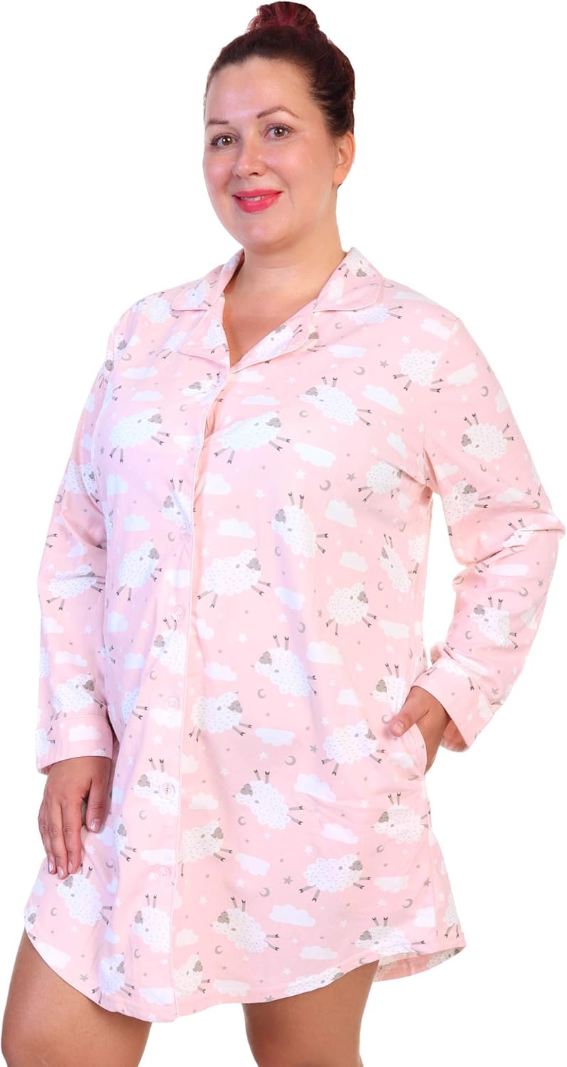 Angelina レディース ソフトで快適なボタンダウン スリープシャツ ドレス ナイトガウン US サイズ: Small カラー: