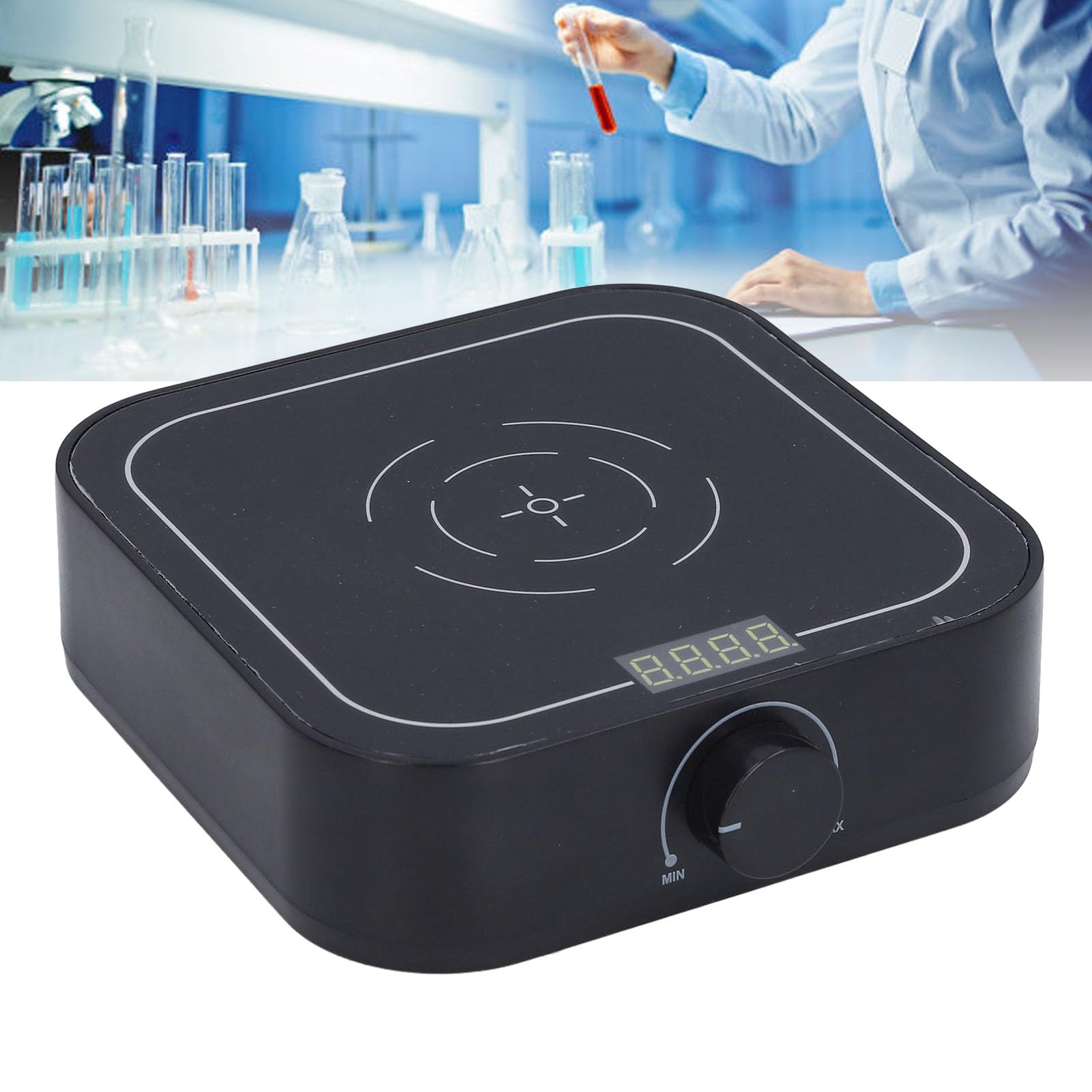 Mini agitador magnético con pantalla digital, imán pequeño, mezclador líquido, investigación científica, cocina, oficina, vidrio templado ABS (negro)