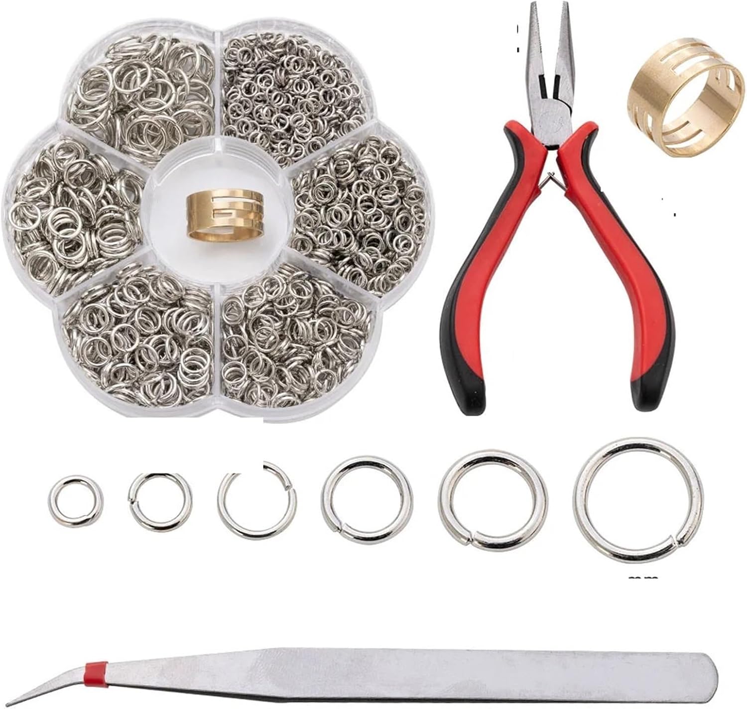 Versatile 2Box 4-10mm Mixed Metal Open Jump Rings Connectors Jewelry Making DIY Necklace Crafts Accessories Findings Clip(KC Gold and Tool)