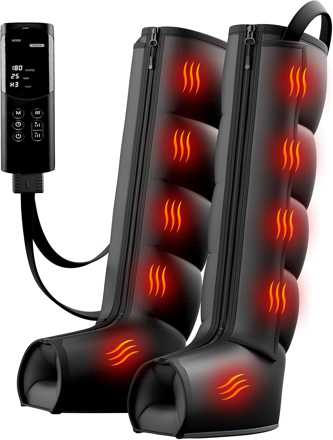 Air Leg Compression Massager Pro with Heat for Circulation and Pain Relief, Leg Recovery Compression System for Fast Recovery of Foot, Calf and Thigh, Relieve Edema, Reduce Muscle Fatigue