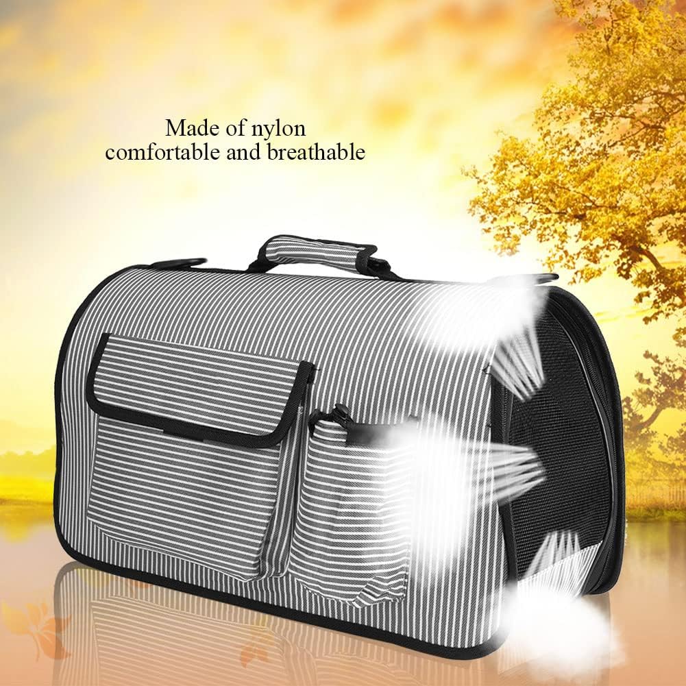 Foldable Portable Breathable Pet Handbag, Travel Pet Bag for Dog and Cat, Nylon Pet Carrier with Adjustable Shoulder Strap and Outer Storage Pocket for Outdoor Use (S)