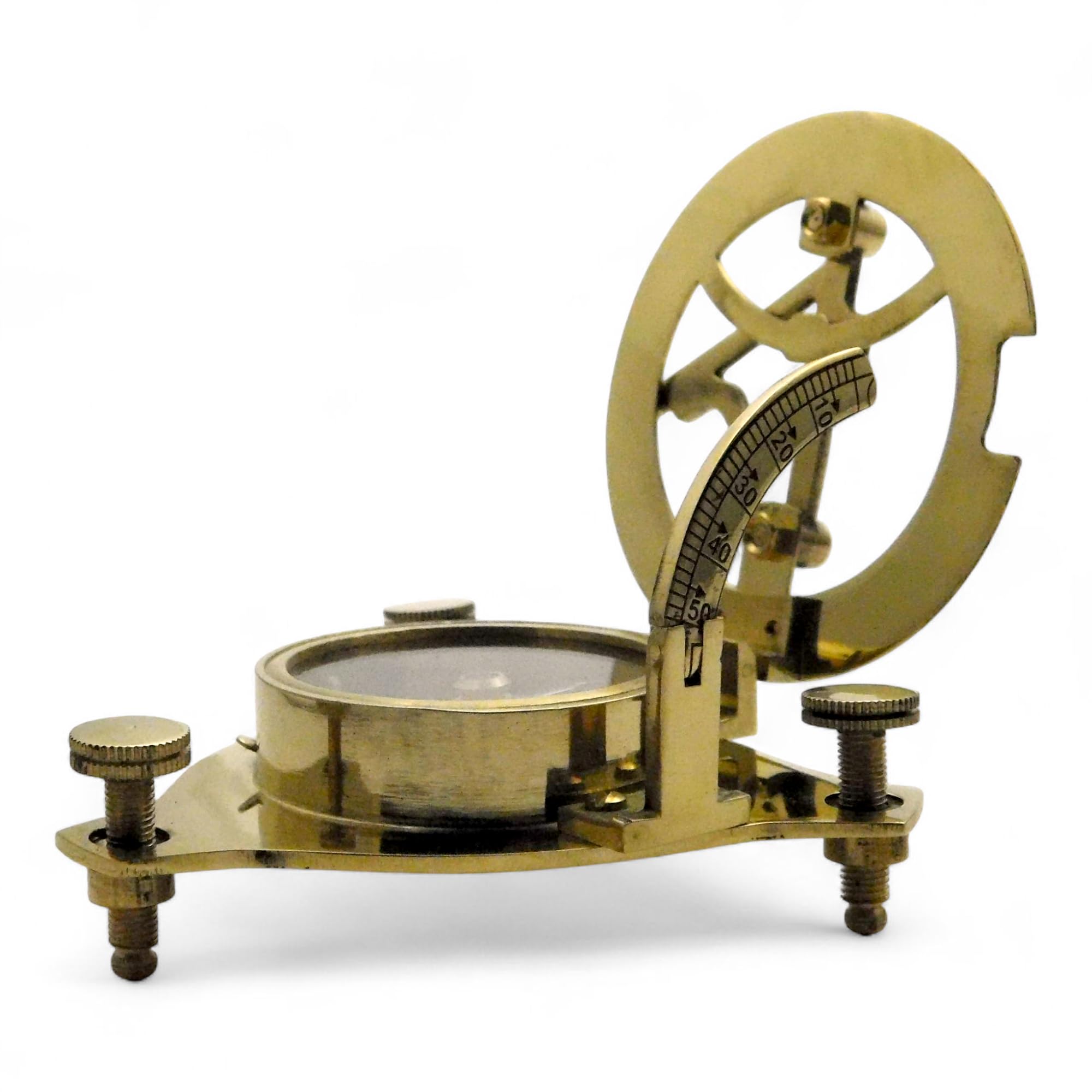 Boussole en laiton. Élégante boussole nautique traditionnelle de cadran solaire de 7,6 cm en laiton antique avec boîte en bois exquise.