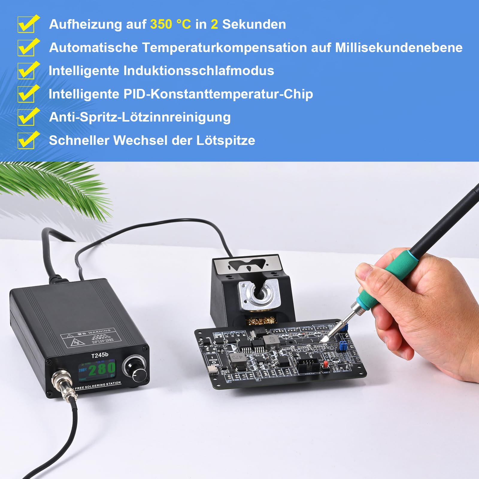 Stazione di saldatura T245b fai da te elettronica, manico in lega di alluminio e supporto per impugnatura 100-240 V, 180 W, spina USA C245, punte di saldatura I K IS