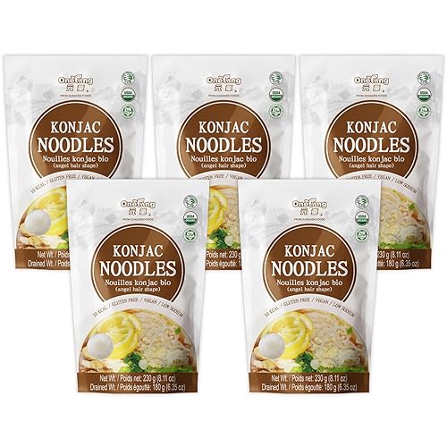 ONETANG Shirataki Konjac - Fideos orgánicos para el cabello de ángel, USDA orgánico, vegano, sin gluten, sin grasa, apto para dieta cetogénica,