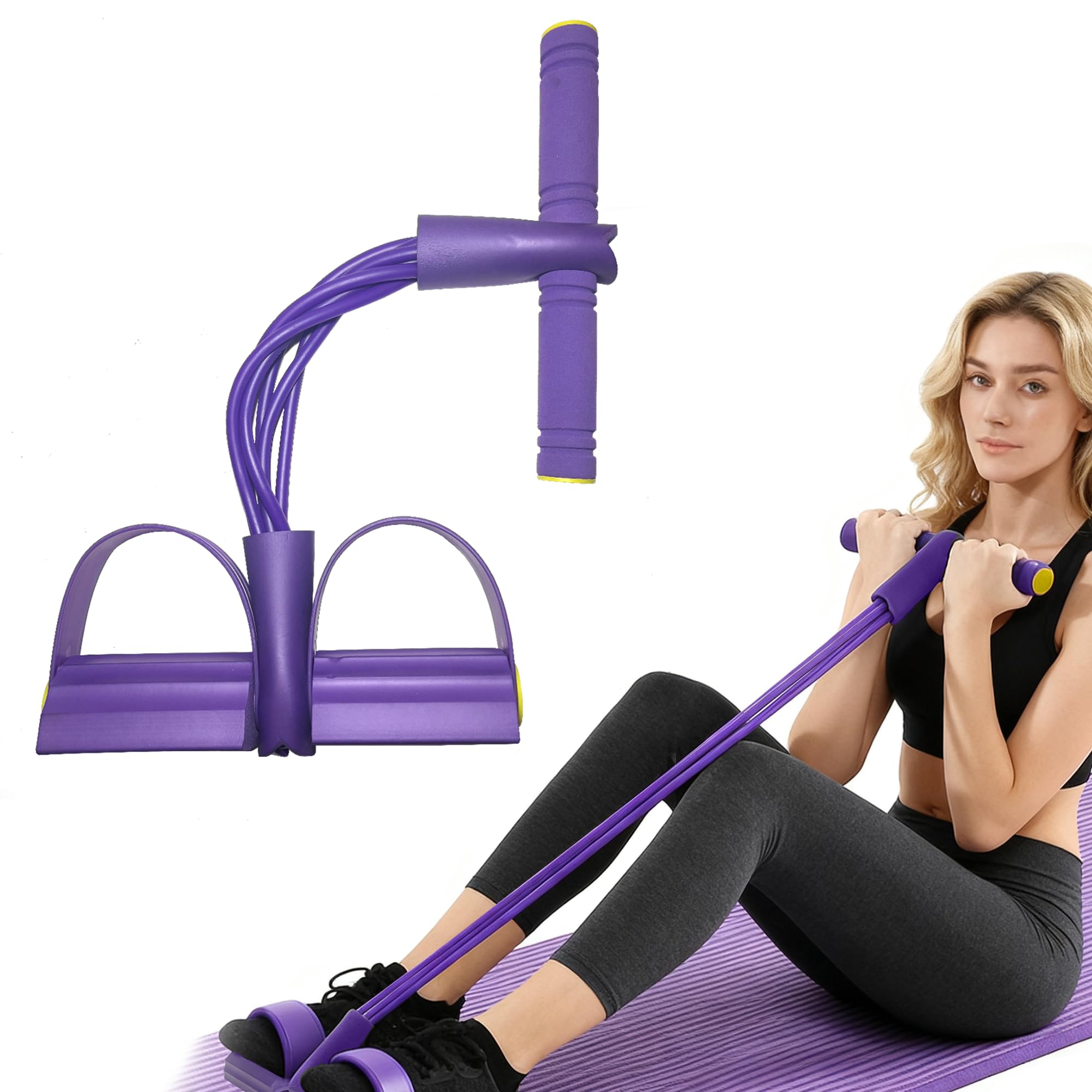 Multifunction Resistance Bands with Handles, 6-Tube Elastic Pedal Puller, Resistance Bands for Working Out, Latex Yoga Fitness Equipment for Arm, Leg, Waist and Abdomen Training