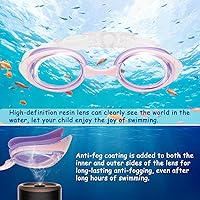 Vista 4 de Gafas de natación miopes para niños -2.0D a -5.0D, gafas de natación antiempañamiento miopes sin fugas, aptas para 4 a 14 años Púrpura