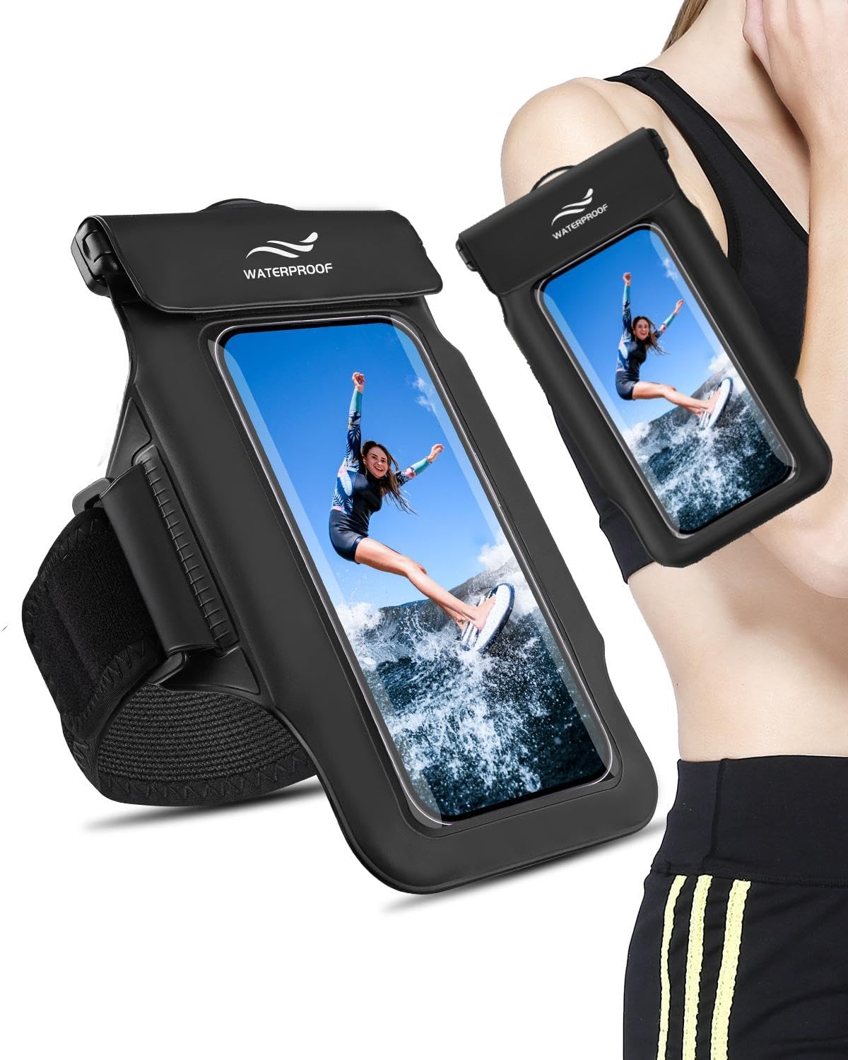 2-in-1 Underwater Waterproof Phone Pouch &Phone Armband for Phones up to 6.7″, IPX8 Floating Water Proof Phone Case with Detachable Strap, Dry Bags Waterproof, Beach Vacation Essentials 2-in-1 Underwater Waterproof Phone Pouch &Phone Armband for Phones up to 6.7″, IPX8 Floating Water Proof Phone Case with Detachable Strap, Dry Bags Waterproof, Beach Vacation Essentials