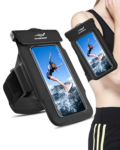 Funda impermeable 2 en 1 para teléfono y brazalete para teléfonos de hasta 6.7 pulgadas, IPX8 flotante a prueba de agua con correa desmontable,