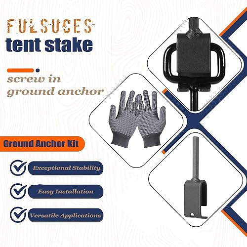 Miniatura 9 de Estacas de tienda de campaña de 16 pulgadas, anclajes de tierra atornillados, con 1 adaptador resistente para anclajes de tierra de tornillo, kit de