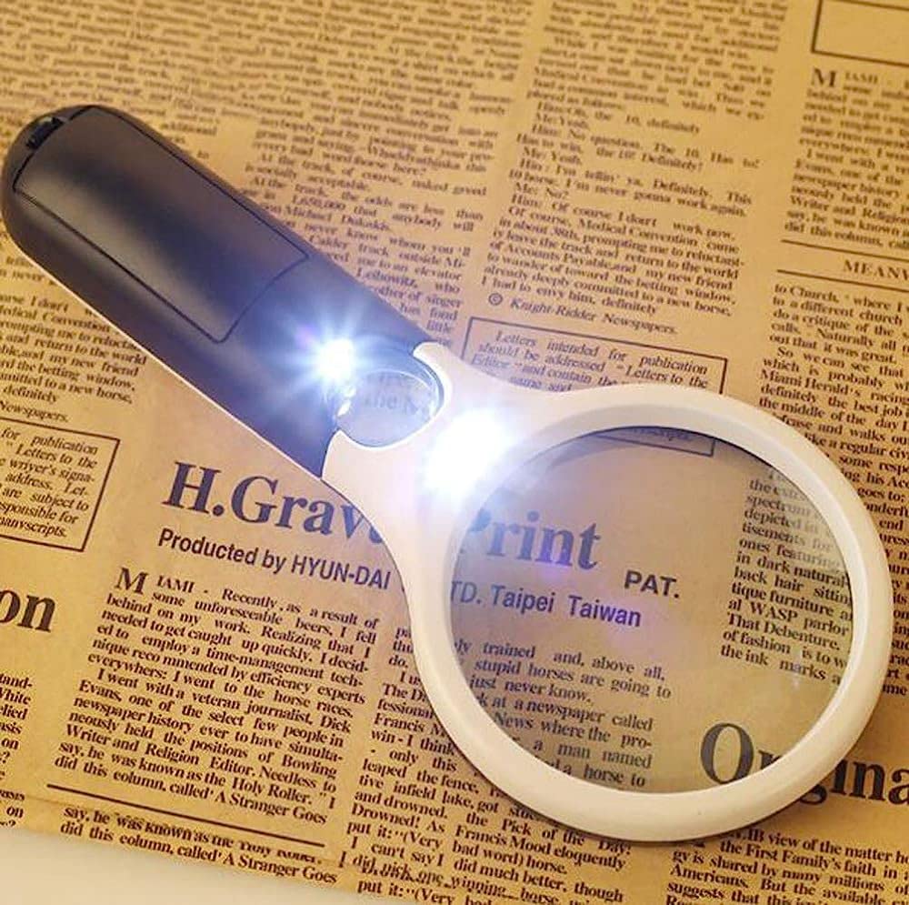 Lupas de Mano con luz LED, 3X-45X de Alto Aumento, Ideal para Personas Mayores Que Buscan Lectura, aficiones, Reparaciones y joyería.