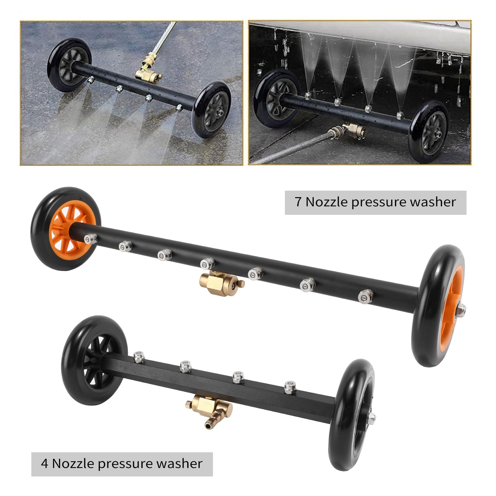 Shkalacar Escoba para hidrolimpiadora y limpiador para chasis de coche, 7 boquillas, accesorios para hidrolimpiadora de alta presión de acero inoxidable de doble uso