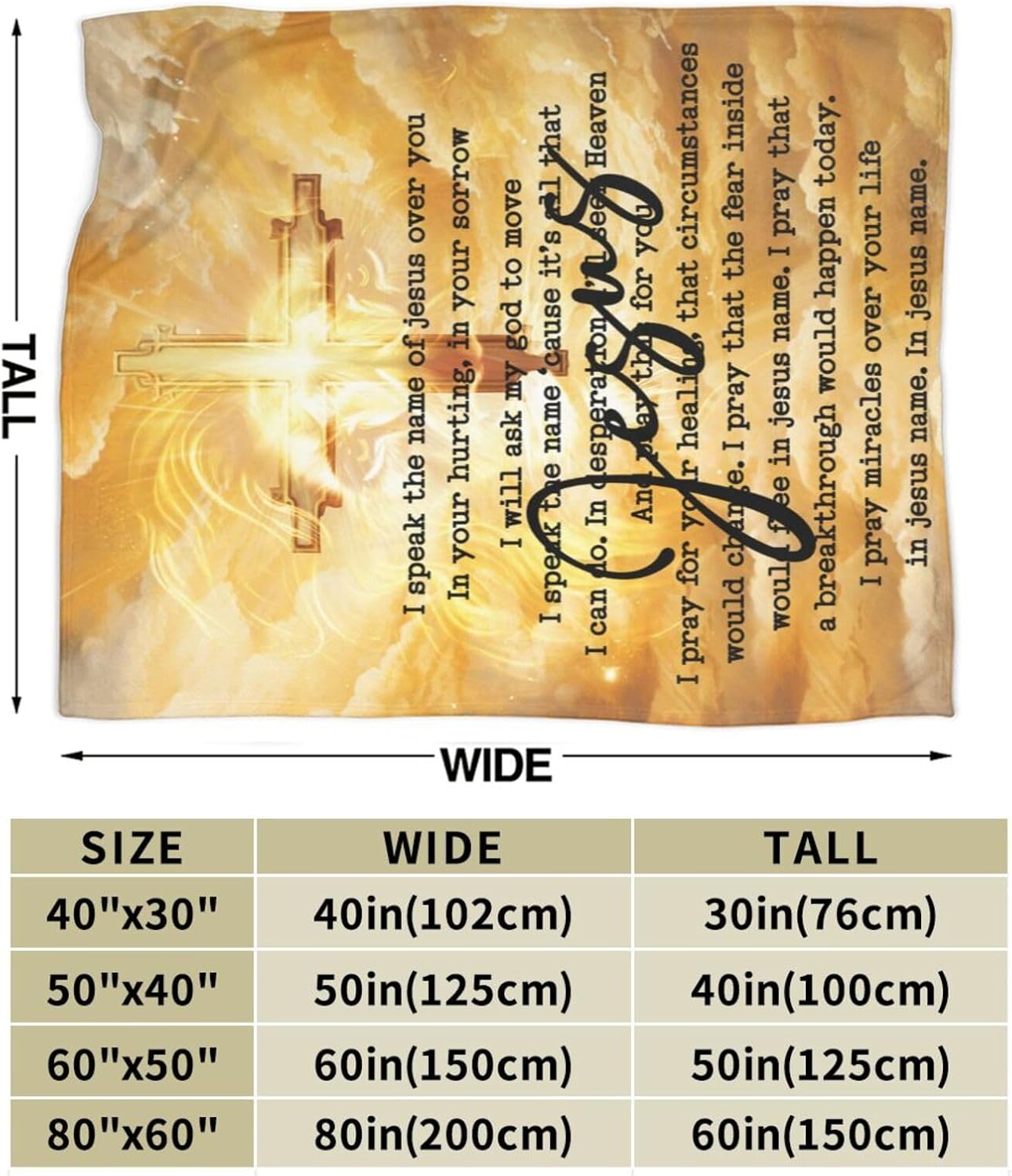 Christian Jesus Blanket, Inspirational Religious Christ Throw Blankets, Baptism Confirmation Catholic Spiritual Blankets for Kids Girls Boys Adults Women Men - 40"x 50"