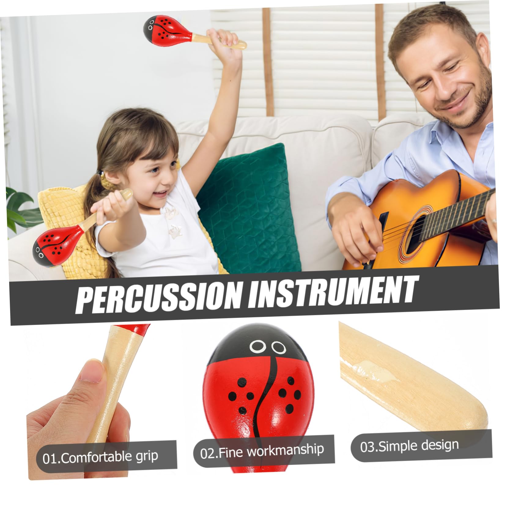 Amazon.co.jp: OFFSCH 木製マラカス 幼児 ペア 明瞭な音色と滑らかな