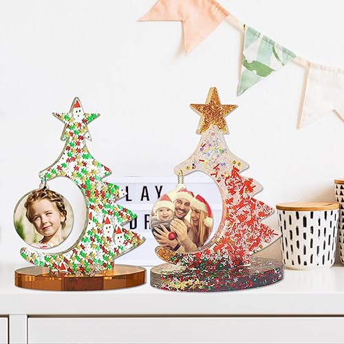Miniatura 4 de Molde de silicona para marco de fotos de árbol de resina, moldes de resina de resina epoxi para bricolaje, adornos de Navidad, manualidades,