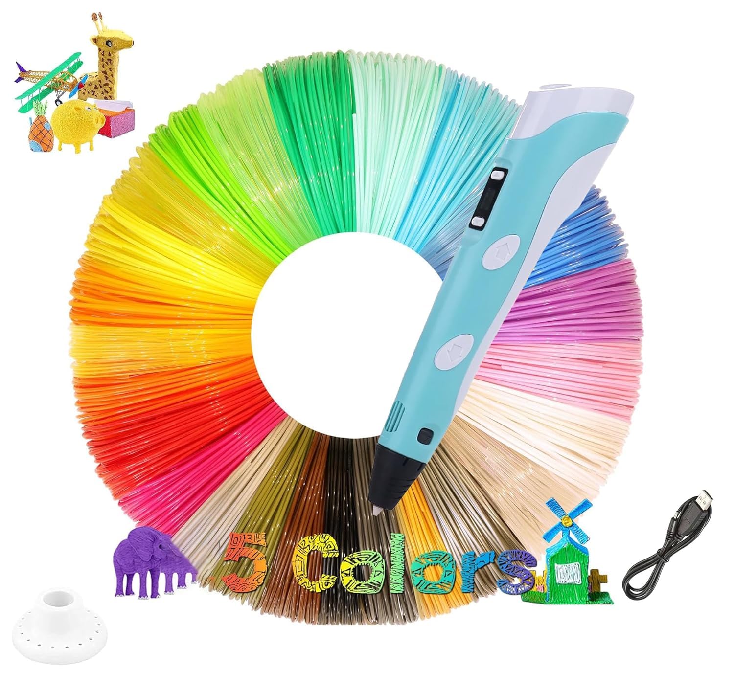 PiedPiper 3D Pen with LCD Display with【5 Filaments 3 Metres Each】【with USB】【Pack of 1】-image-8
