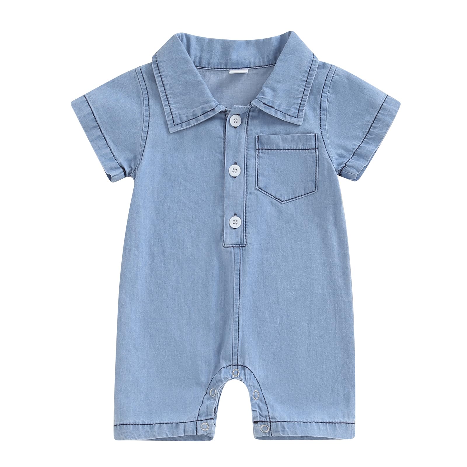 BemeyourBBs Newborn Baby Boy Summer Clothes Short Sleeve Dress Shirt Romper Button Jumpsuit Gentleman One Piece Outfit