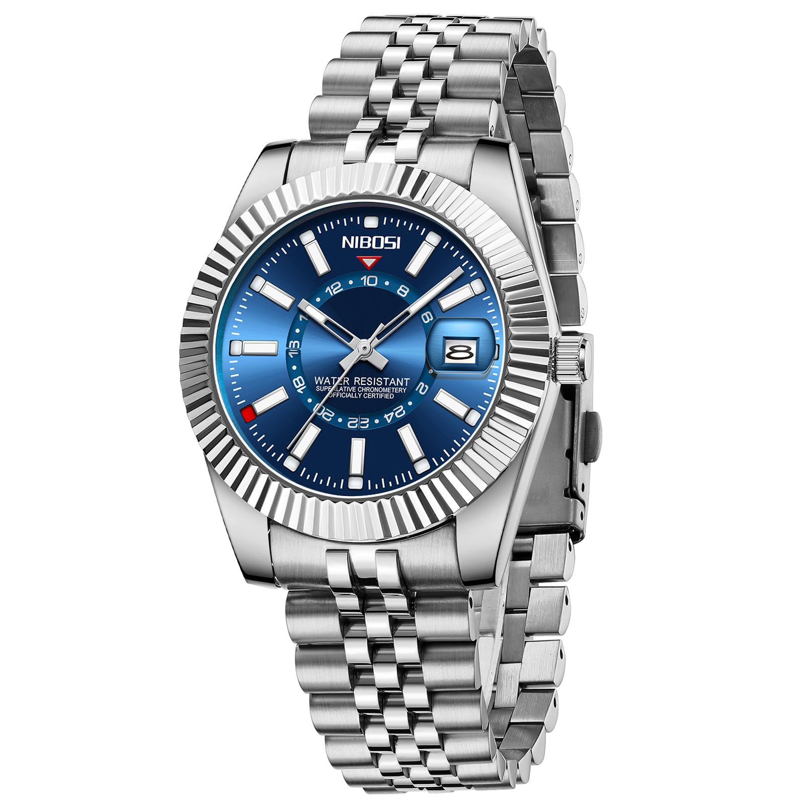 NIBOSI Orologio da polso da uomo, stile business dress, analogico al quarzo, lussuoso, impermeabile, datario, cinturino in acciaio inox, classico e alla moda