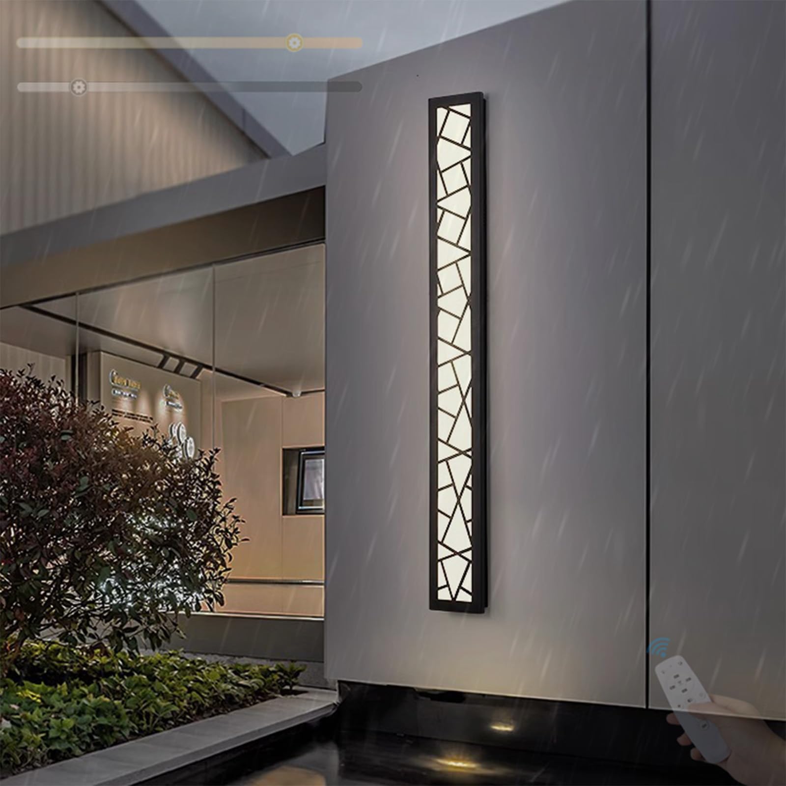 LED Außen Lange Wandleuchten IP65 Wasserdicht Dimmbar Wandlampen mit Fernbedienung Wandbeleuchtung Villa Aussen/Innen Gartenwandbeleuchtung Garage Terrasse Korridor 3000K-6500K (Schwarz,150cm)