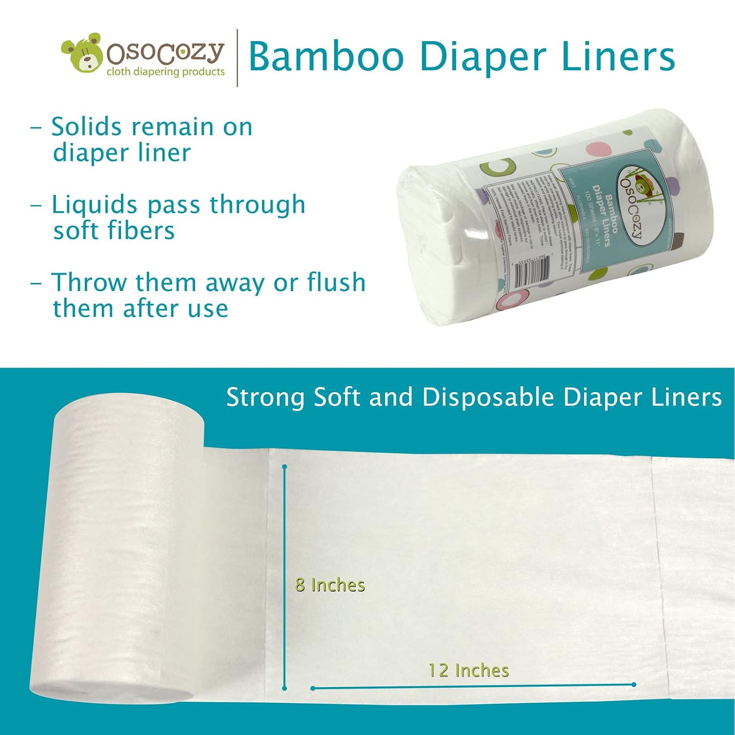 OsoCozy Flushable Diaper Liners - Make Cloth Diapering Convenient with Easy, Quick, Cloth Diaper Liners - Super Soft and Gentle on Baby’s Skin