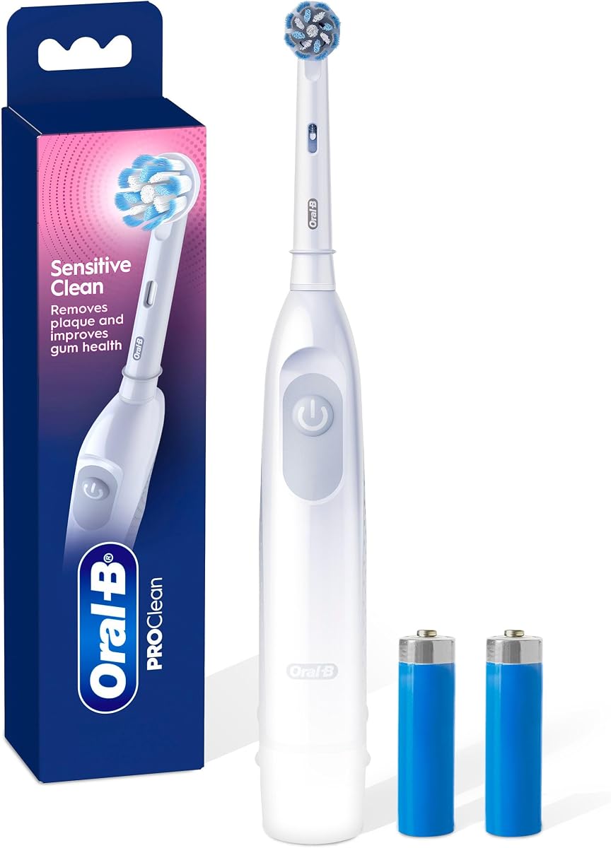 Cuidado de encías Pro 100, cepillo de dientes con pilas, blanco (NUEVO modelo)
