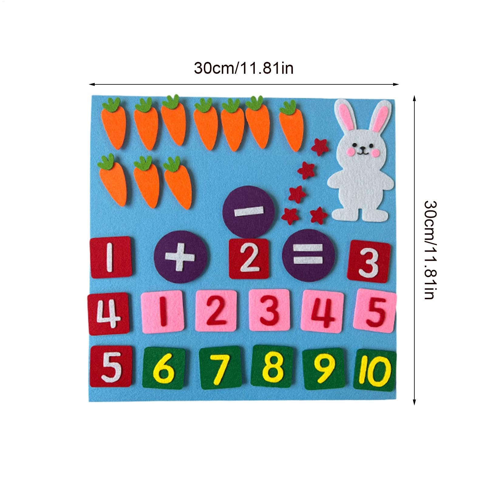 Tabella in feltro – Conteggio e sottrazione – Tavola in feltro – Tabella in feltro con numeri per i bambini – Giocattolo educativo per la matematica