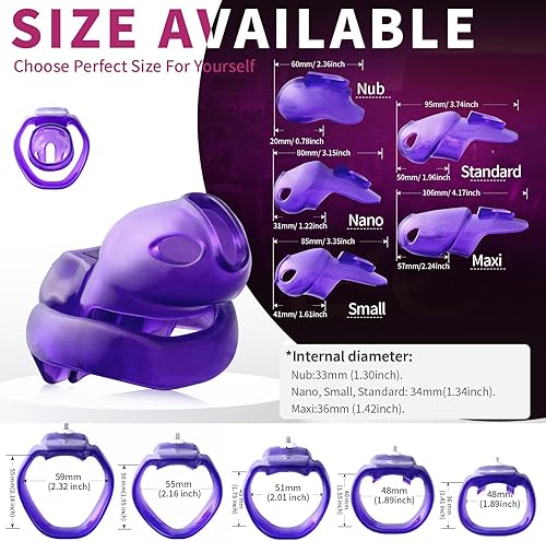 Miniatura 10 de FYJENNICC HT-V5 - Jaula de castidad masculina de resina ligera con llave de clic y bloqueo, diseño ergonómico, equipo de bondage y juguete sexual