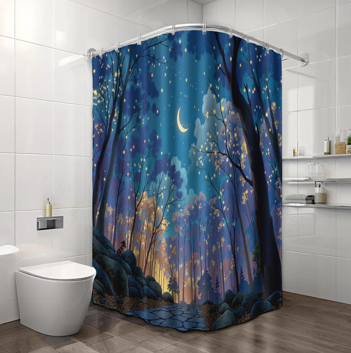 Rideau Douche,Rideau Baignoire Lavable en Machine Rideaux Douche Tissus Lavable Rideau De Baignoire Lavable pour Salle De Bain Domicile Baignoire Famille,Ciel Étoilé,