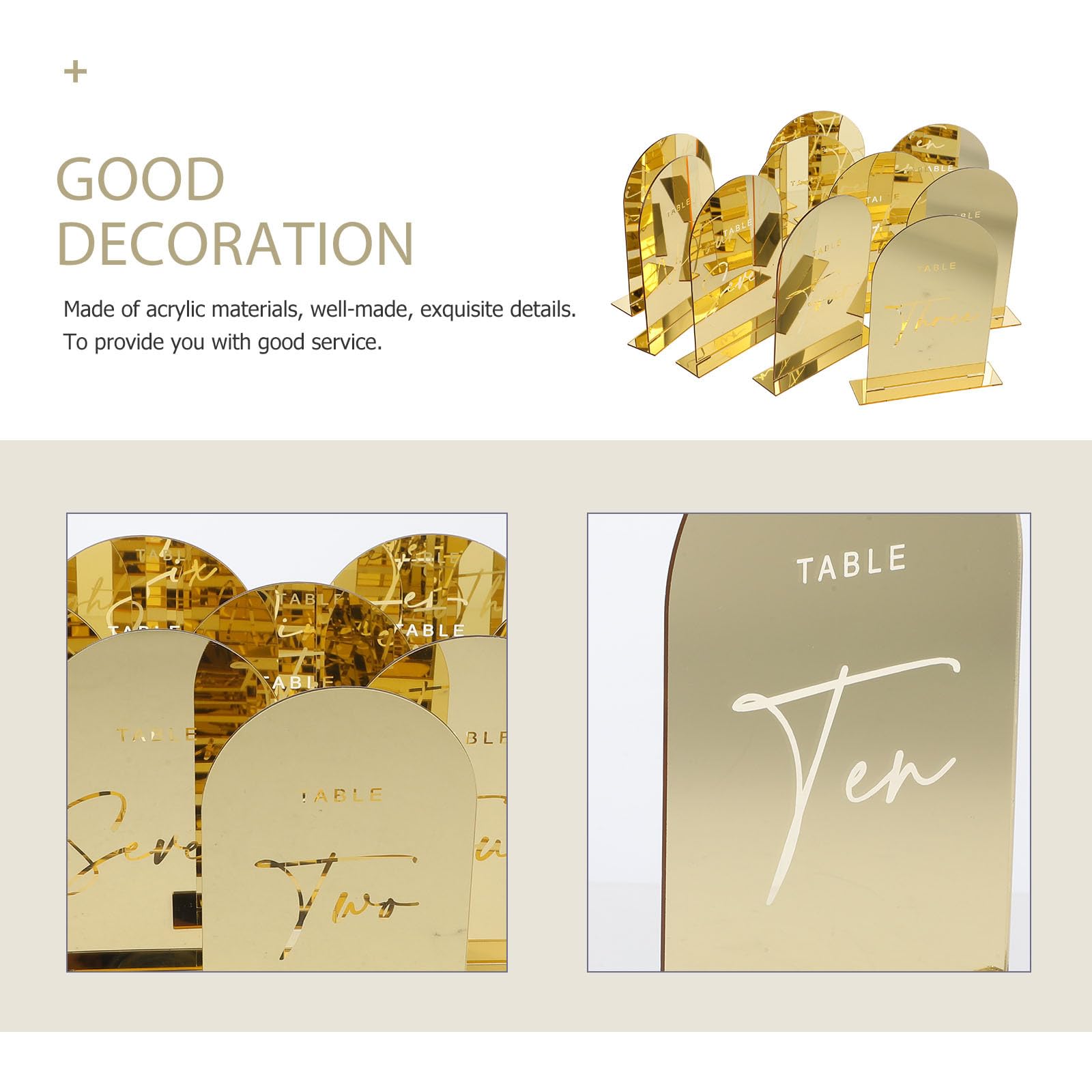 10 Stück Goldene Acryl Tischkarten für Hochzeiten mit Langlebigem Leichtem Design und Einzigartigen Filigranen Details für Hochzeit und Brautparty