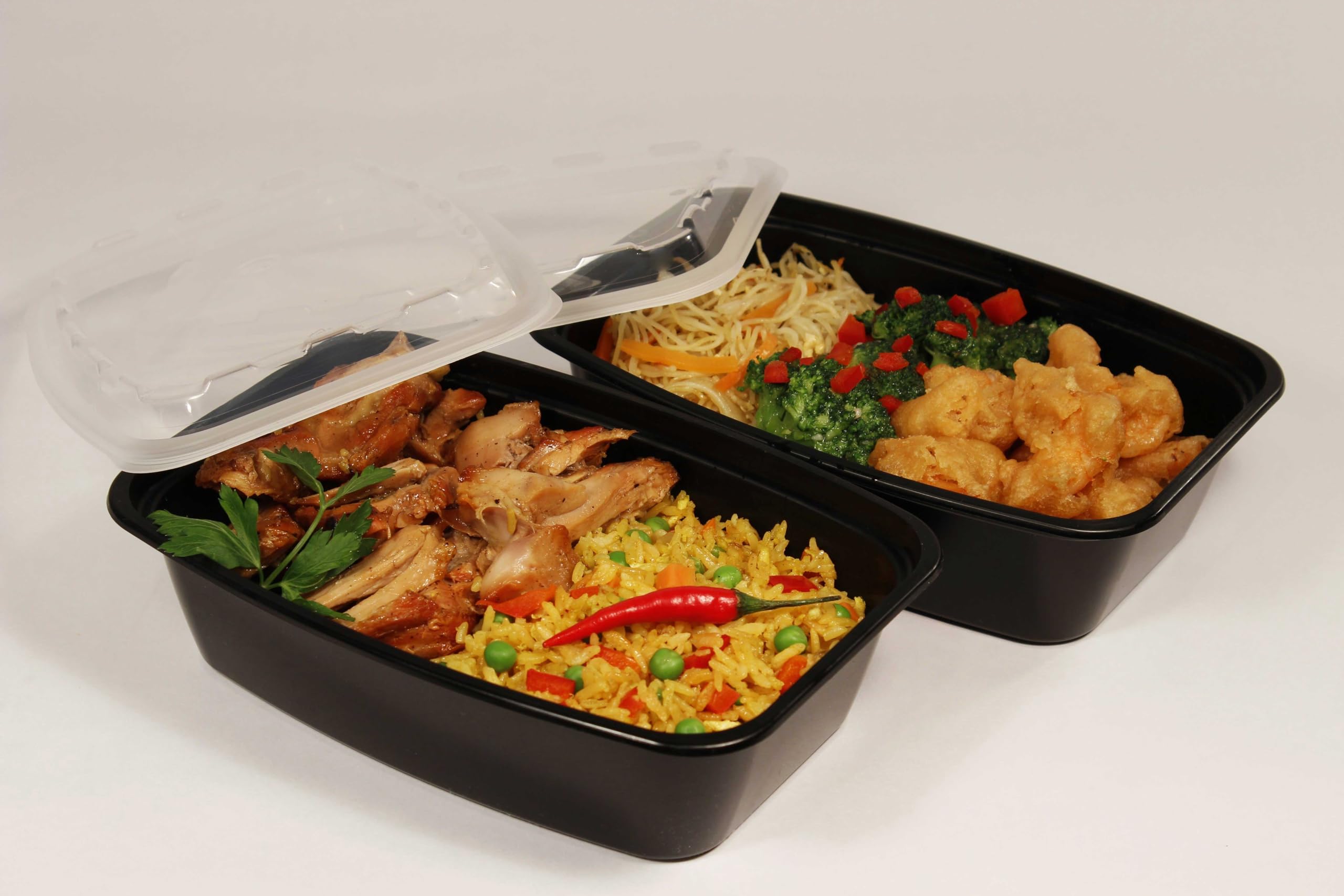 Amazon.com: 84oz Rectangular Microwavable Black Plastic Meal Prep