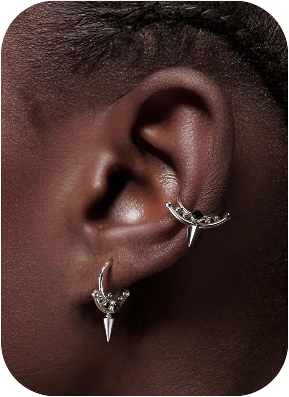 BodyBonita Spike 16G Septum Rings - 316L Stainless Steel Nose Rings Hoops for Women Men Helix Piercing Jewellery Tragus Daith Conch Cartilage Hoop Earring 14K Gold Plated/Silver 8 mm/10 mm